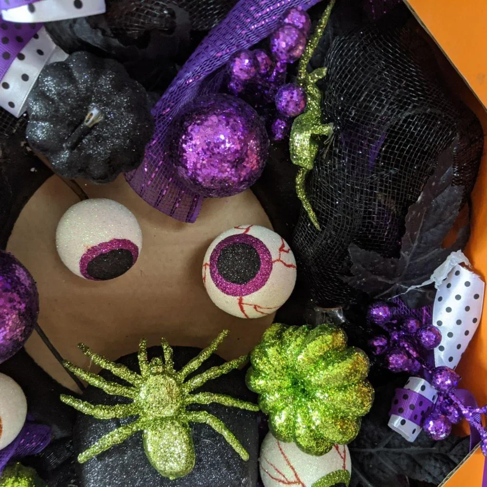 Home accents Halloween wreath skull 20-in eyes‎ bla